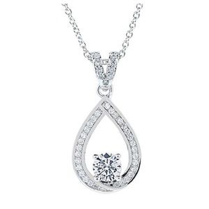 3/$30 Cate & Chloe 18k White Gold Halo Pendant Necklace CZ Crystal Teardrop